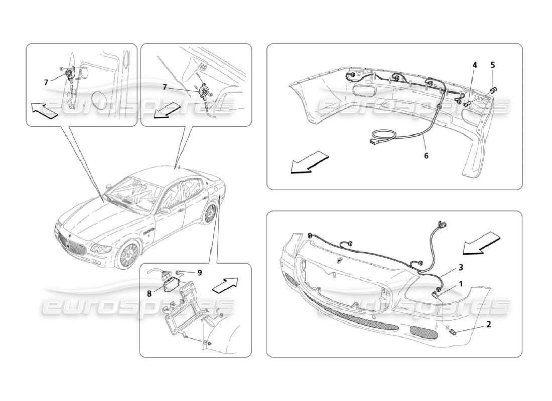 maserati qtp. (2006) 4.2 capteurs de stationnement -en option- schéma des pièces