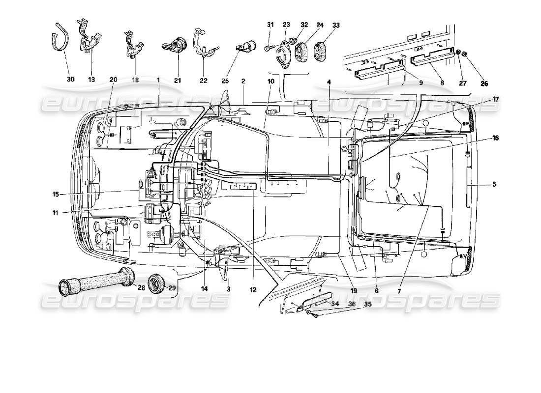 ferrari 512 tr schéma des pièces du système électrique