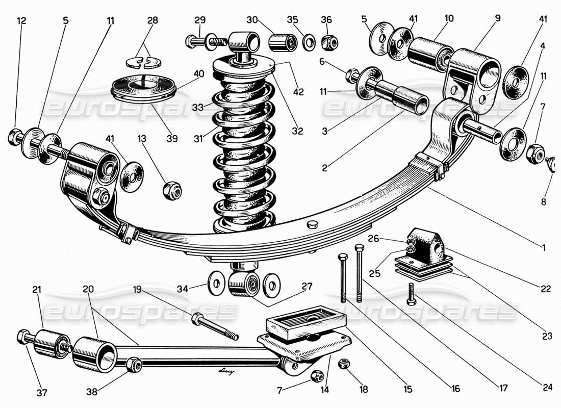 ferrari 330 gt 2+2 schéma des pièces de la suspension arrière