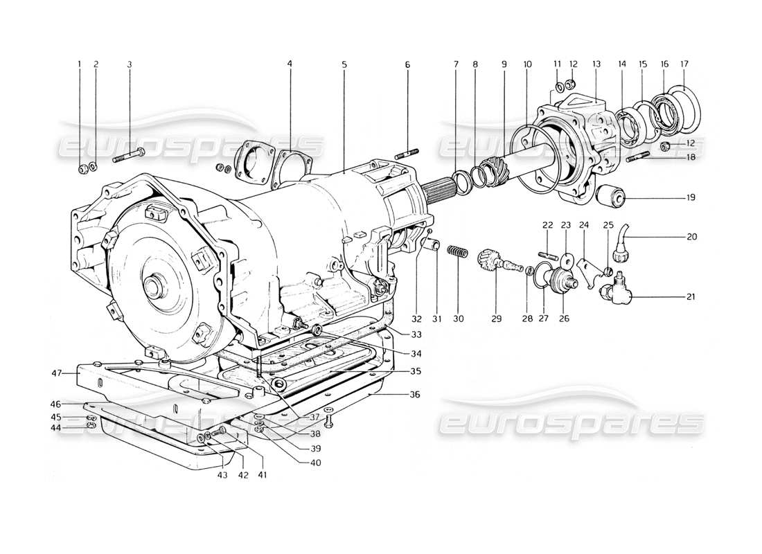 ferrari 400 gt (mechanical) schéma des pièces de la transmission automatique (400 automatique)