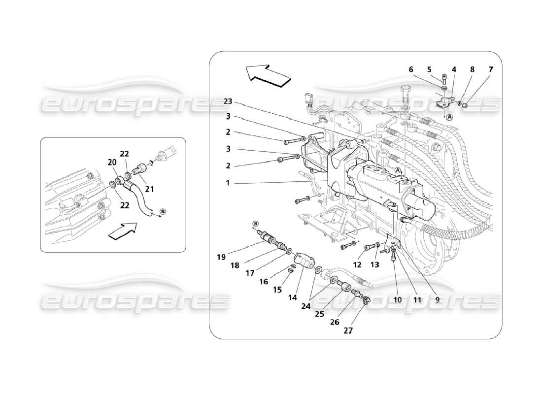 maserati qtp. (2006) 4.2 commandes hydrauliques pour f1 diagramme de pièce de boîte de vitesses