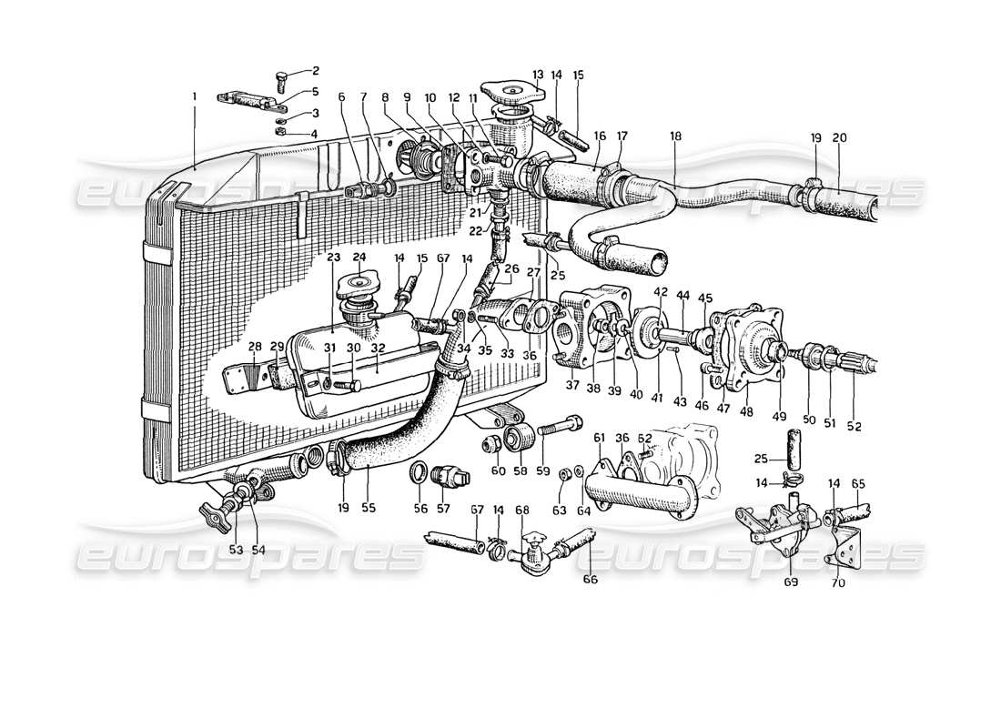 ferrari 275 gtb4 radiateur et pompe à eau schéma des pièces