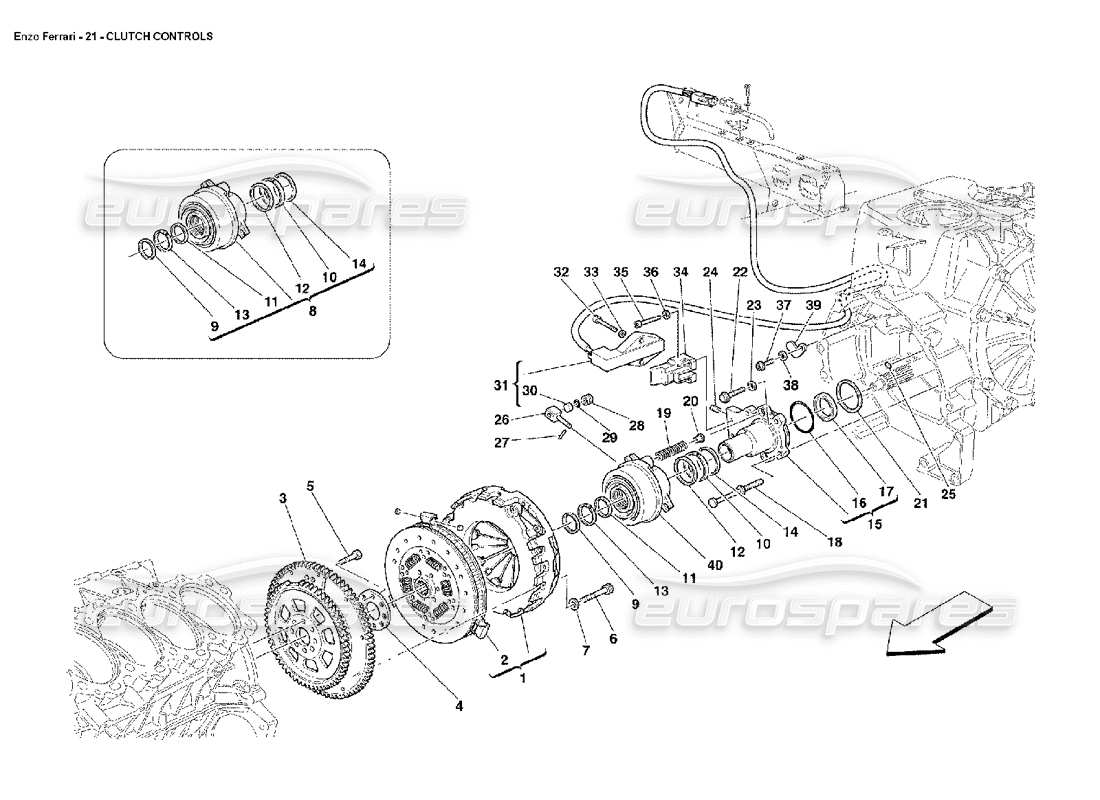 ferrari enzo diagramme des pièces des commandes d'embrayage