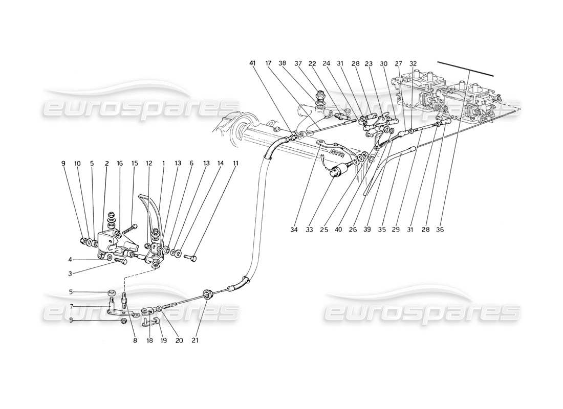 ferrari 208 gt4 dino (1975) commande des gaz schéma des pièces
