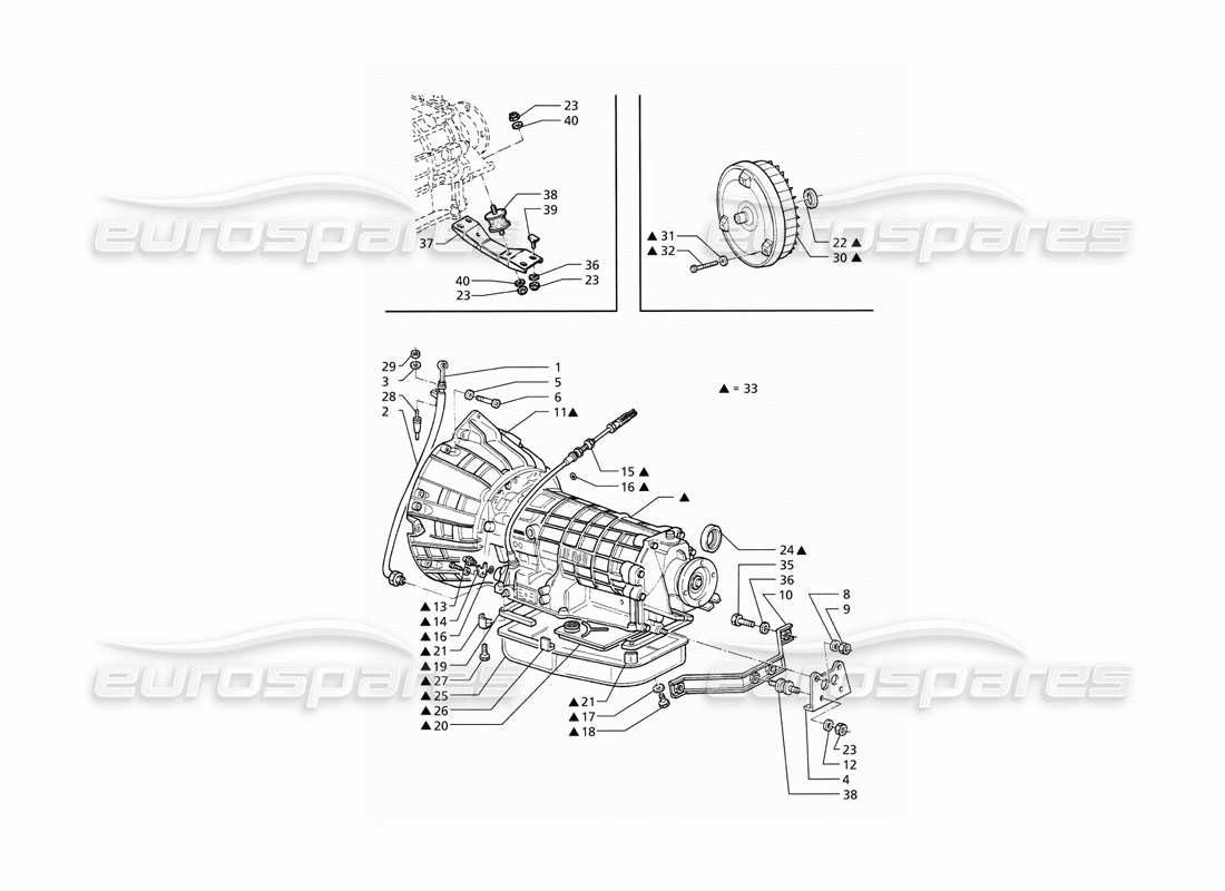 maserati qtp v6 (1996) convertisseur de transmission automatique (4hp) schéma des pièces