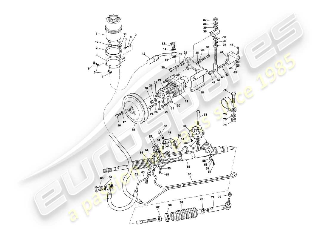 un schéma de pièces du catalogue de pièces aston martin v8 volante (1997)
