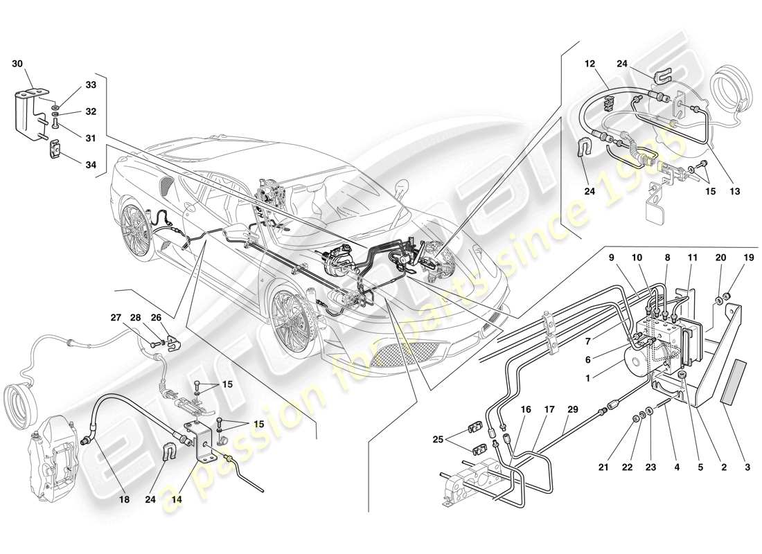 un schéma de pièces du catalogue de pièces Ferrari F430 Scuderia (RHD)