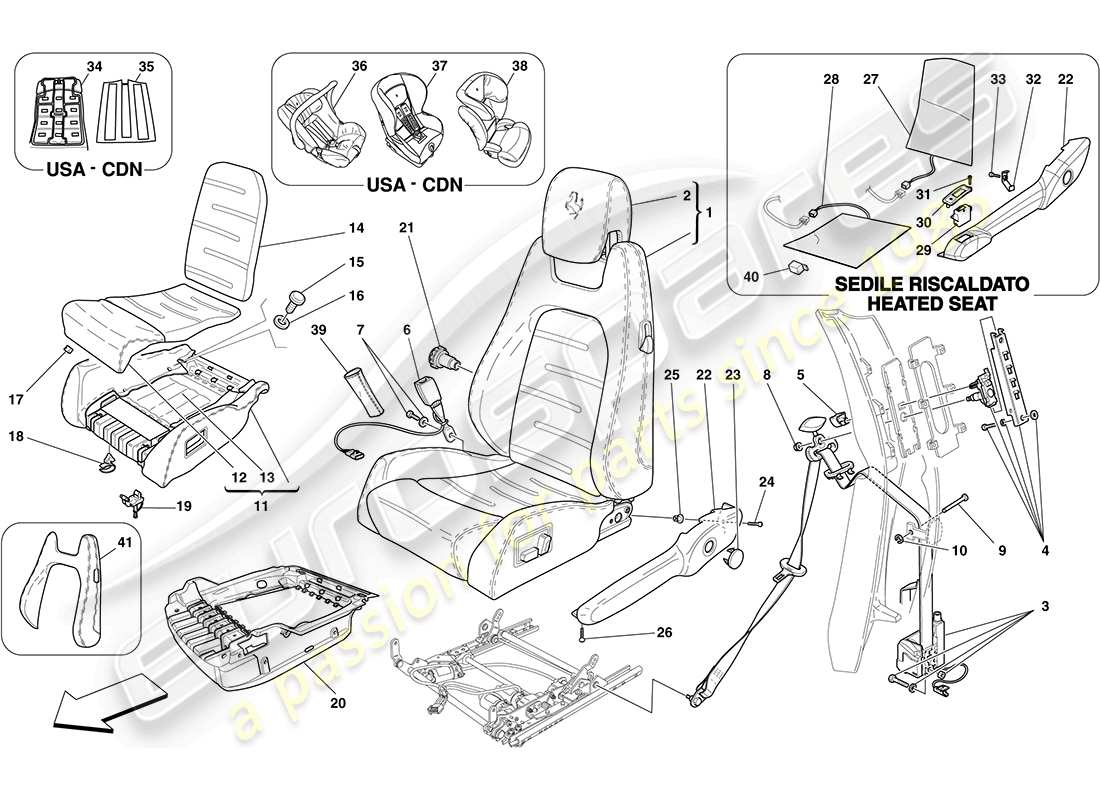 un schéma de pièces du catalogue de pièces ferrari f430 coupe (usa)