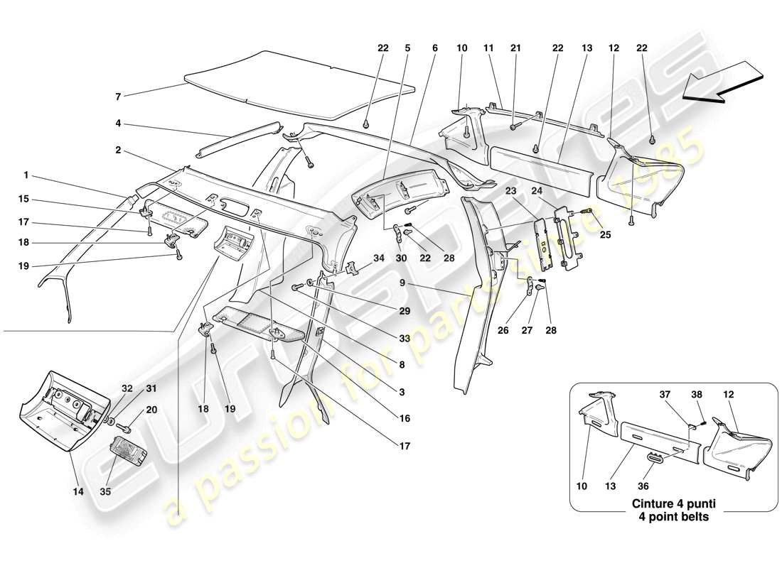 un schéma de pièces du catalogue de pièces ferrari f430 scuderia (europe)