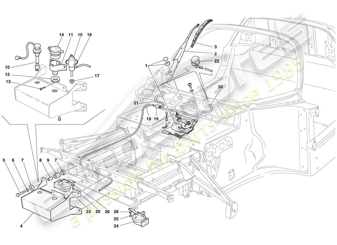 un schéma de pièces du catalogue de pièces maserati mc12