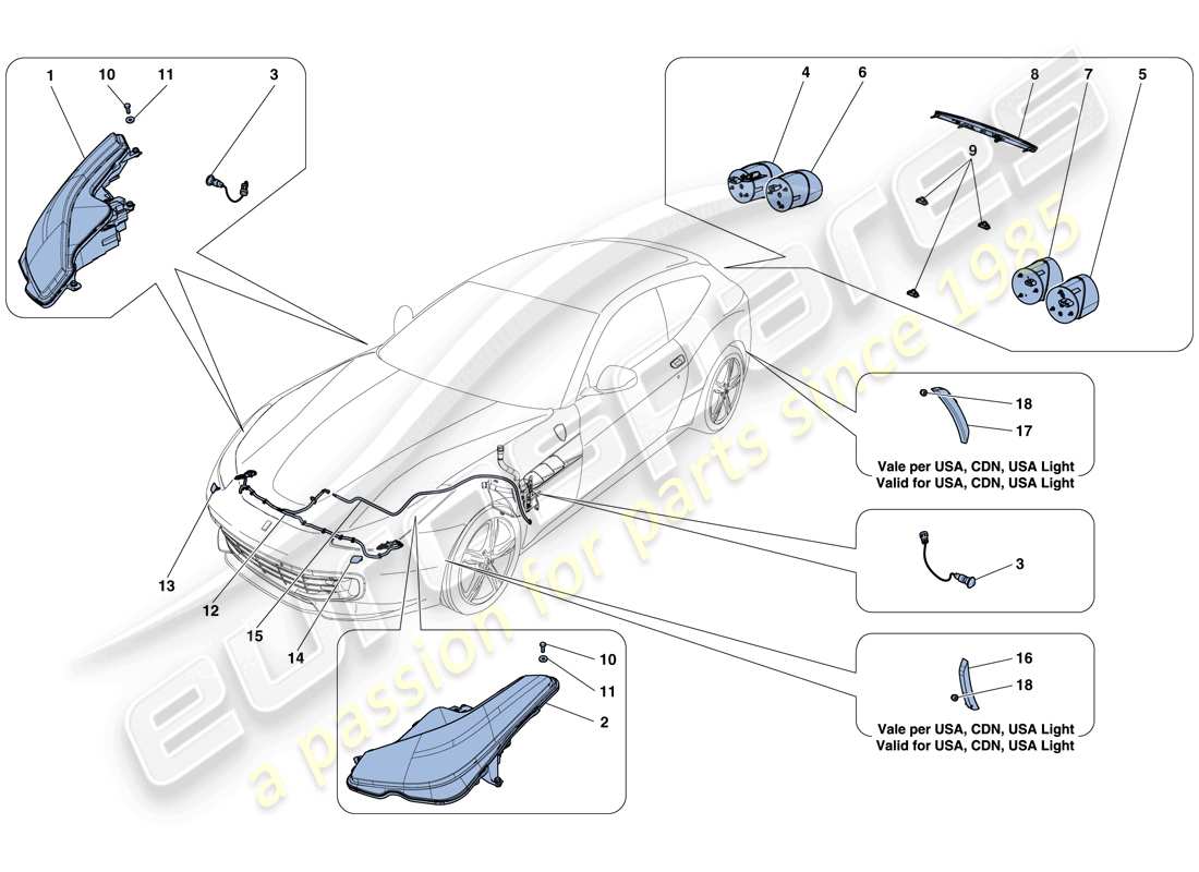 un schéma de pièces du catalogue de pièces Ferrari GTC4 Lusso T (RHD)