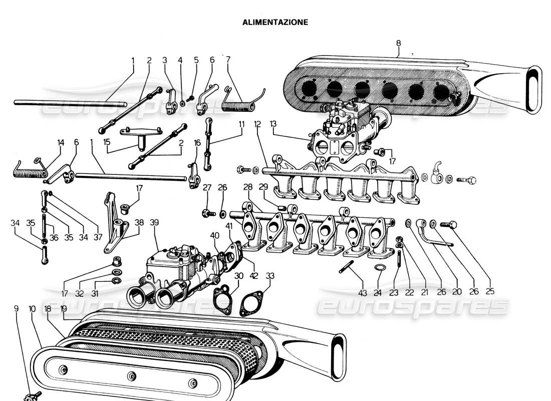 un schéma de pièces du catalogue de pièces lamborghini espada