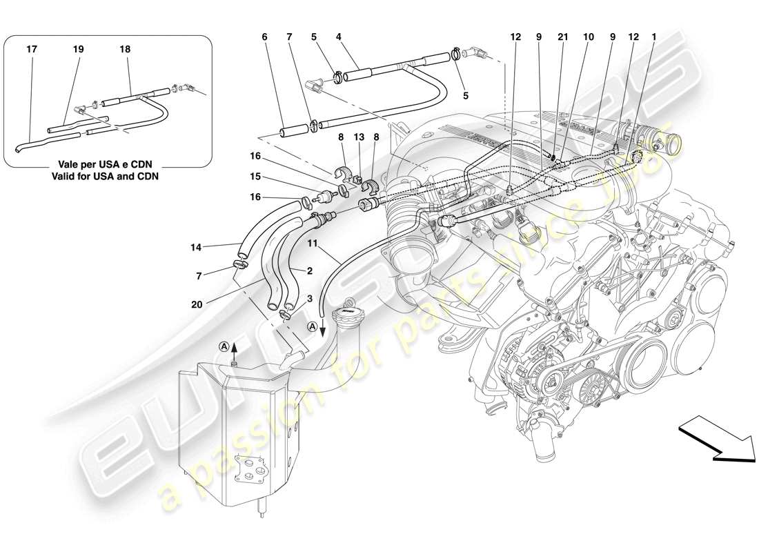 un schéma de pièces du catalogue de pièces ferrari 599 gto (europe)