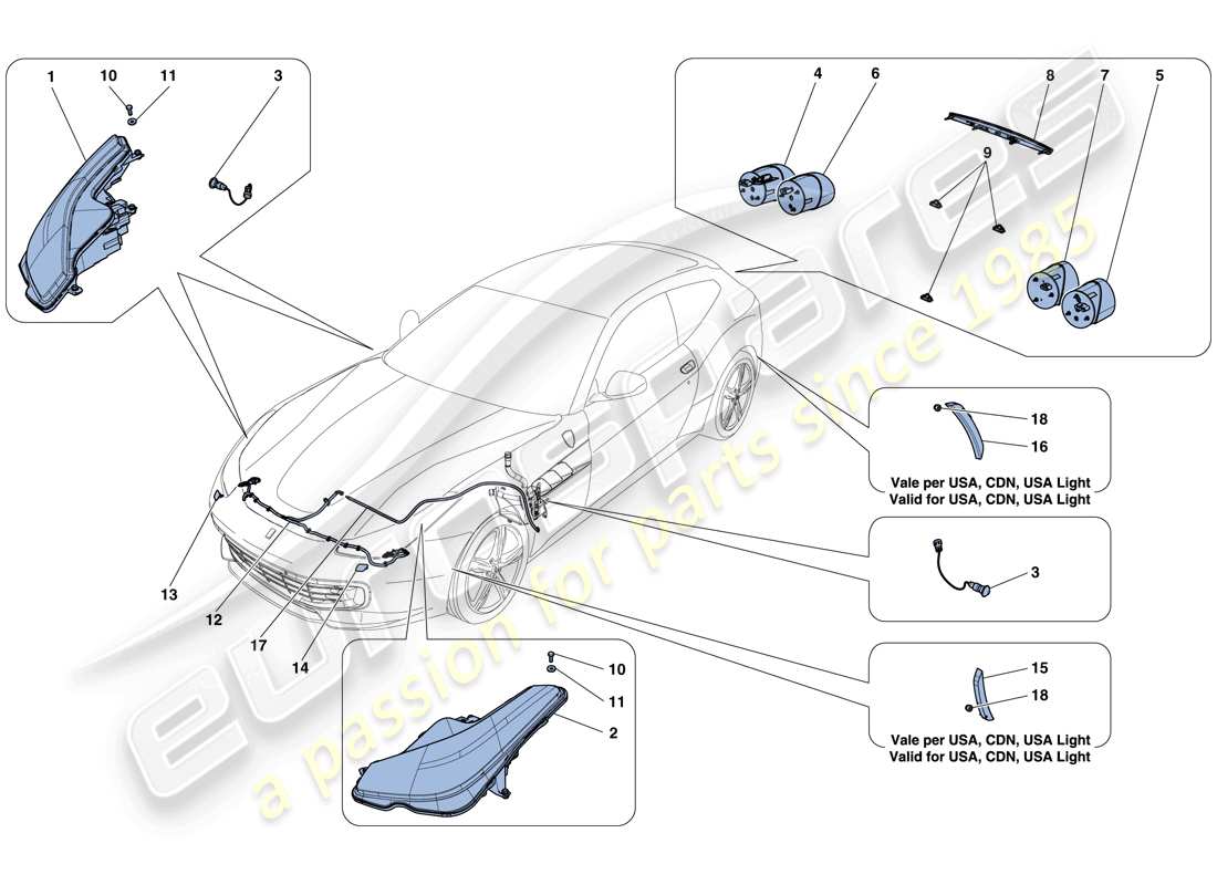 un schéma de pièces du catalogue de pièces ferrari gtc4 lusso (rhd)