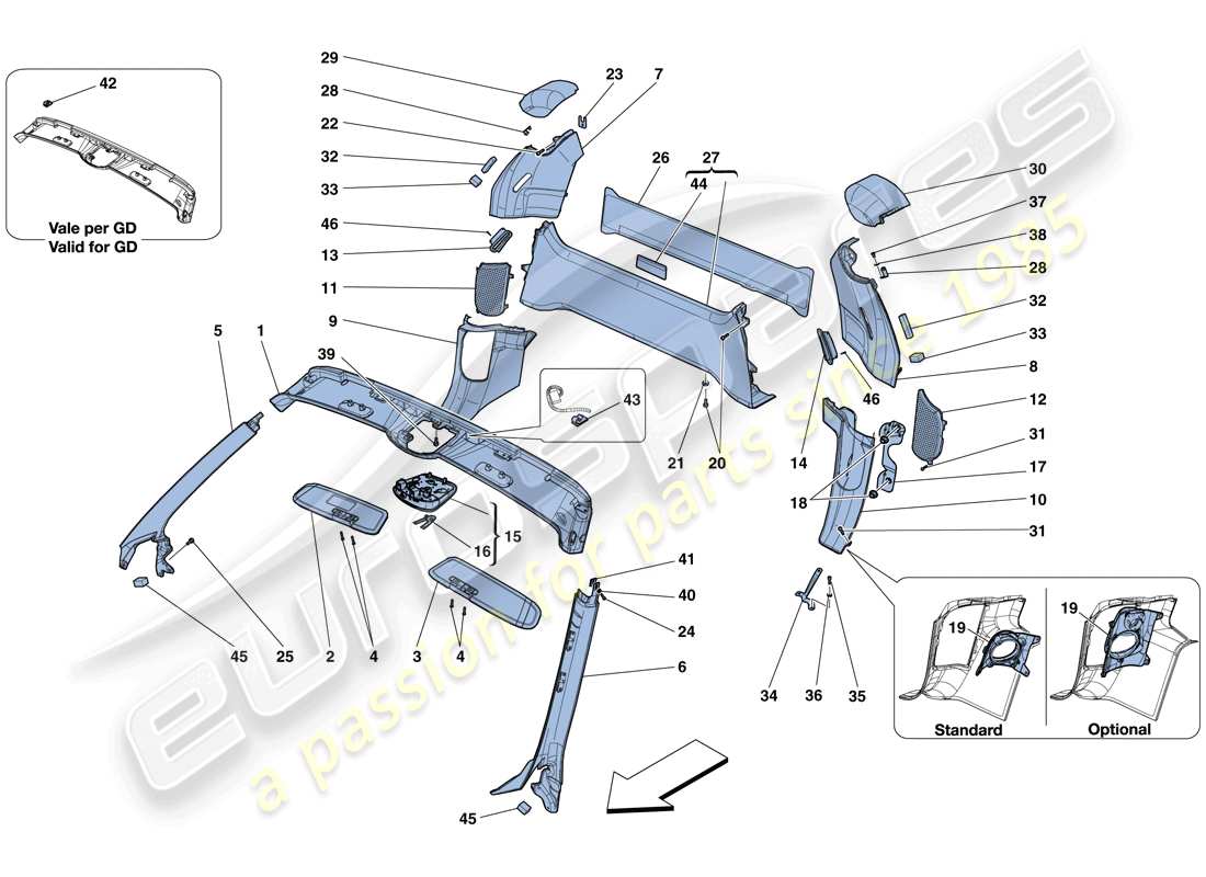 un schéma de pièces du catalogue de pièces ferrari 458 spider (europe)