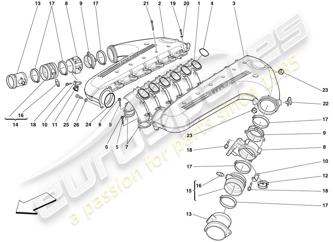 un schéma de pièces du catalogue de pièces ferrari 599
