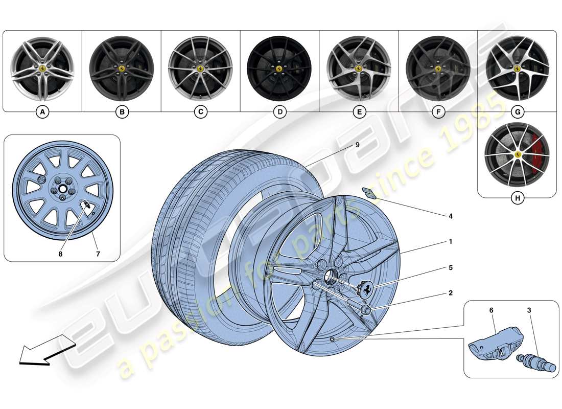 un schéma de pièces du catalogue de pièces ferrari 812 superfast (usa)