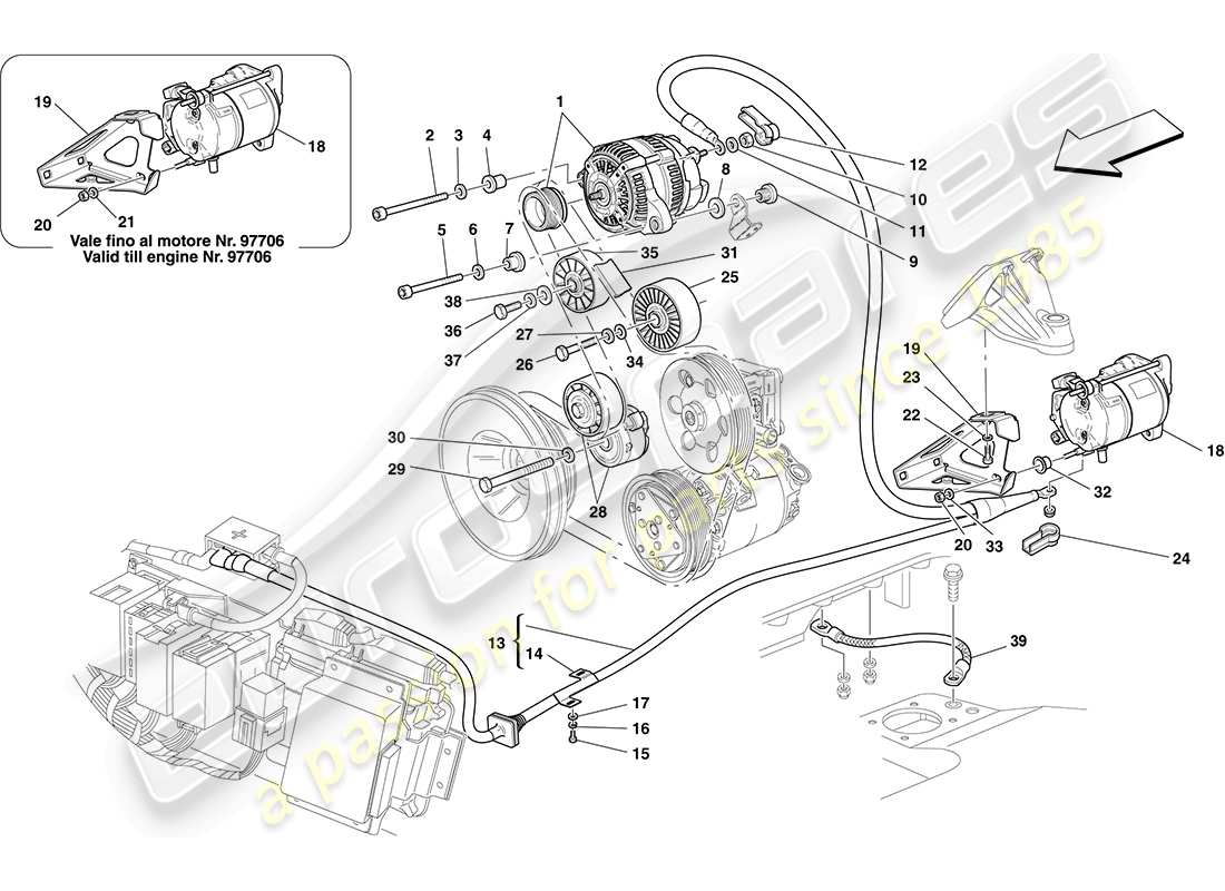 un schéma de pièces du catalogue de pièces ferrari f430 coupe (europe)