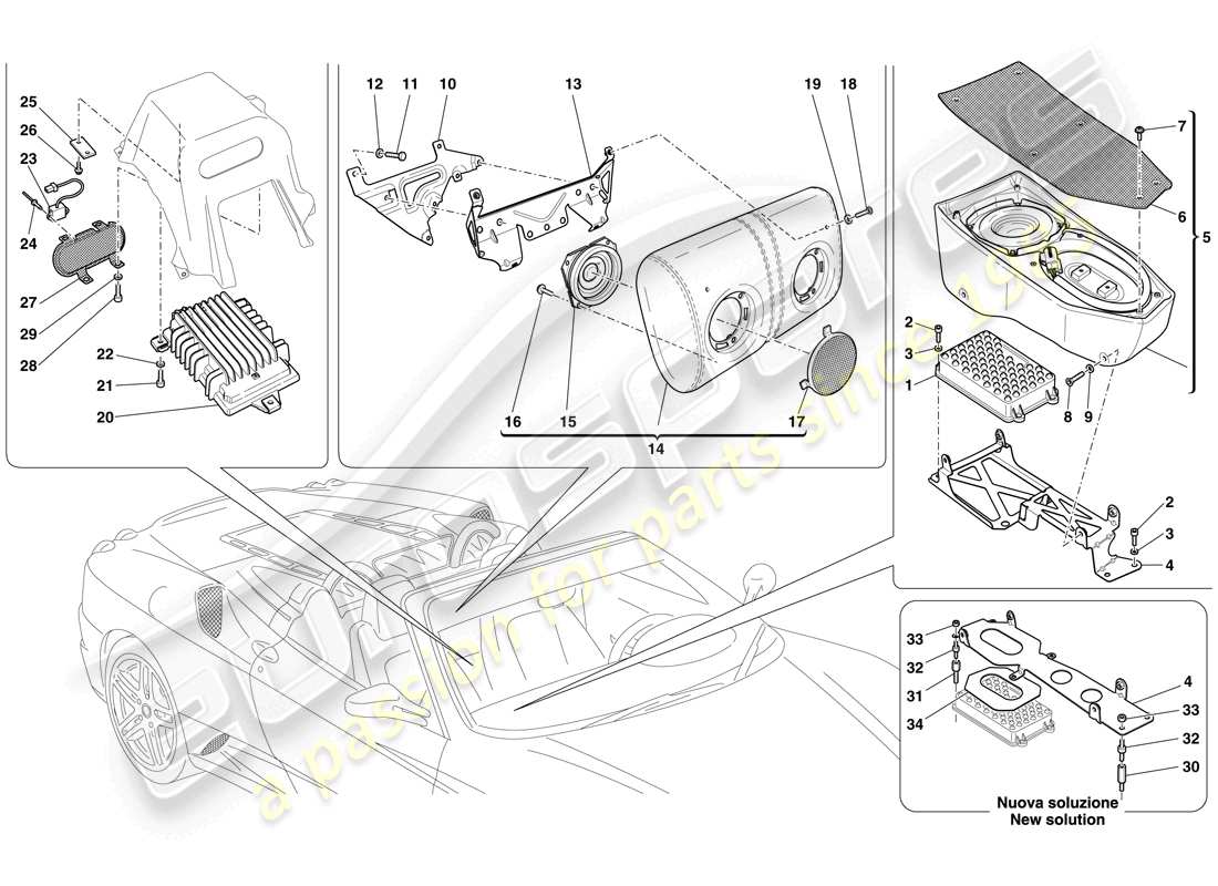 un schéma de pièces du catalogue de pièces Ferrari F430 Spider (Europe)