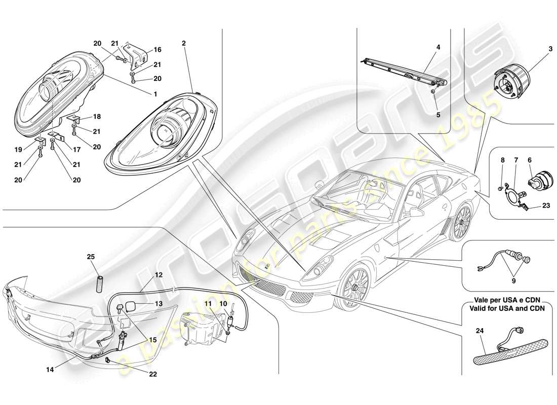 un schéma de pièces du catalogue de pièces Ferrari 599 GTO (USA)
