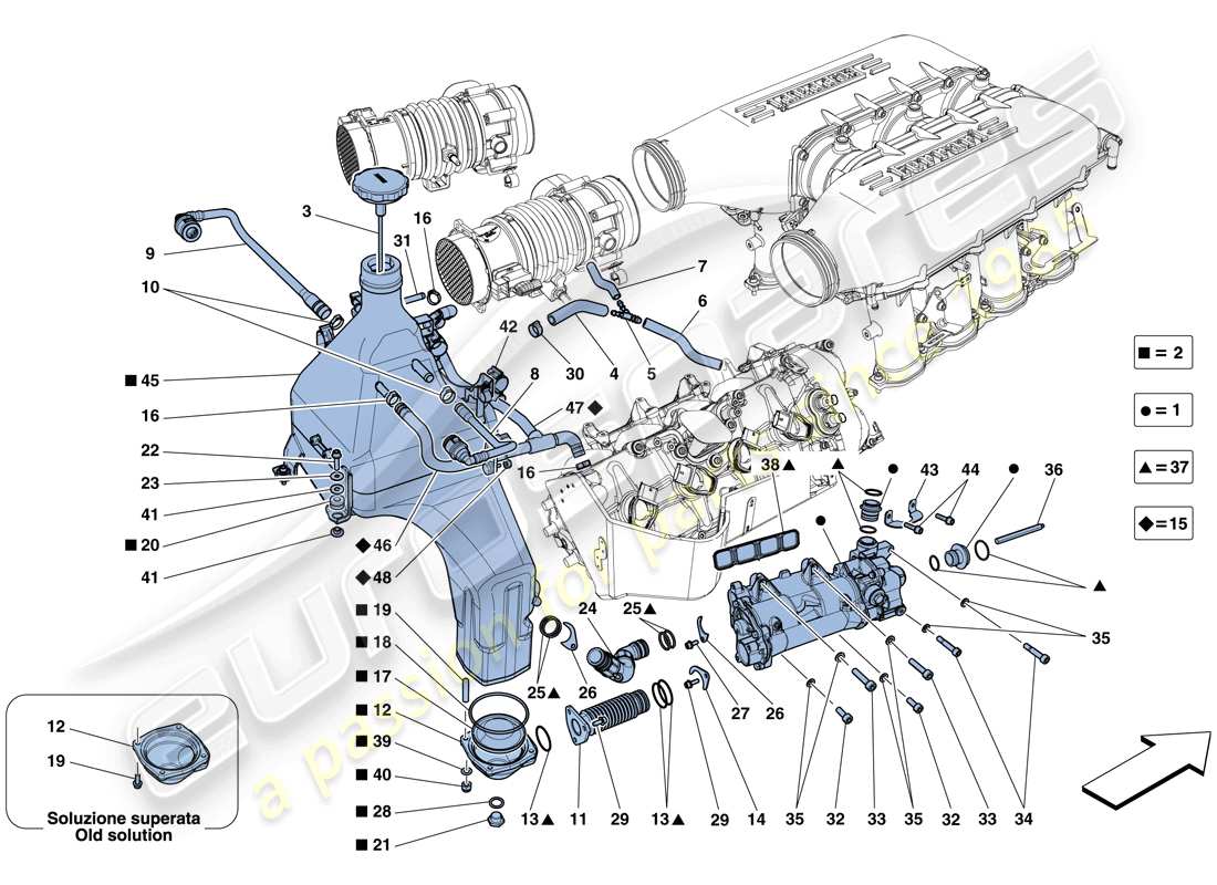 un schéma de pièces du catalogue de pièces ferrari 458 spider (rhd)