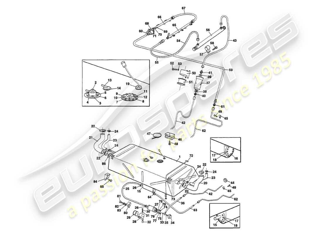 un schéma de pièces du catalogue de pièces aston martin v8 volante (2000)