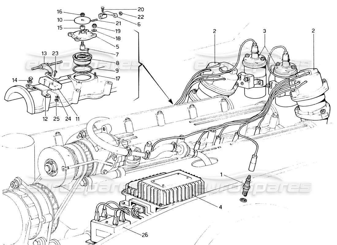 un schéma de pièces du catalogue de pièces ferrari 365 gtb4 daytona (1969)