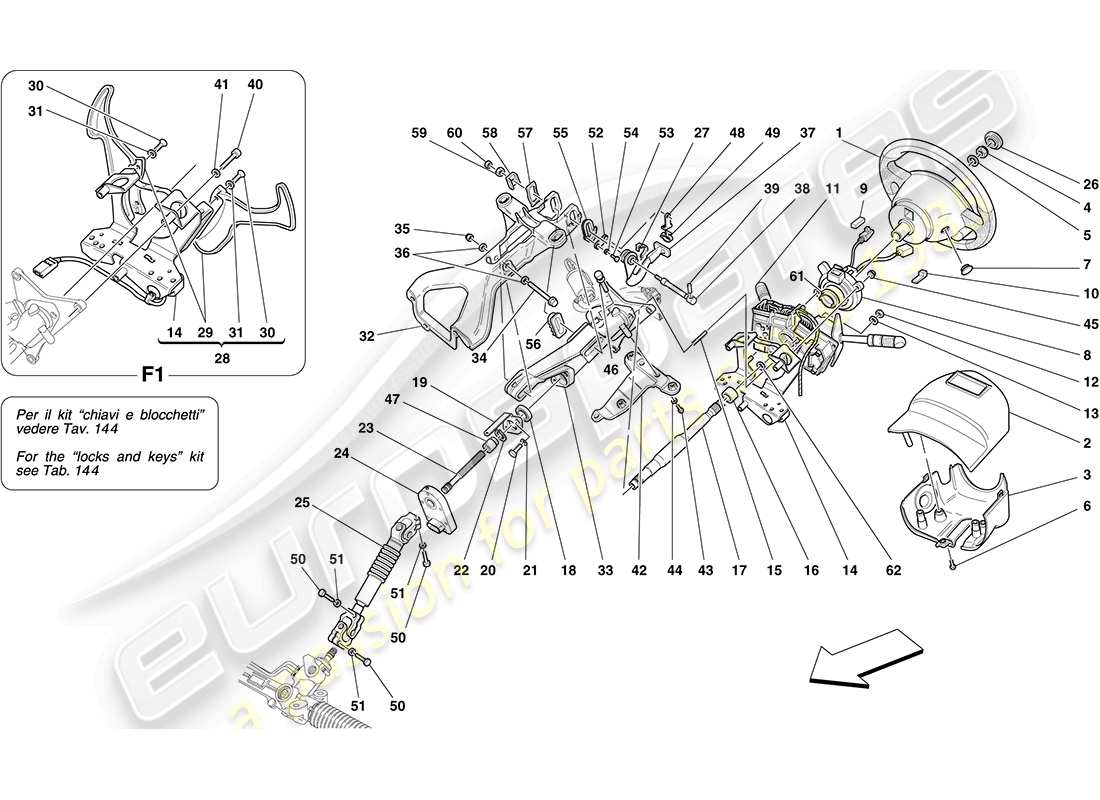 un schéma de pièces du catalogue de pièces ferrari f430 coupe (europe)