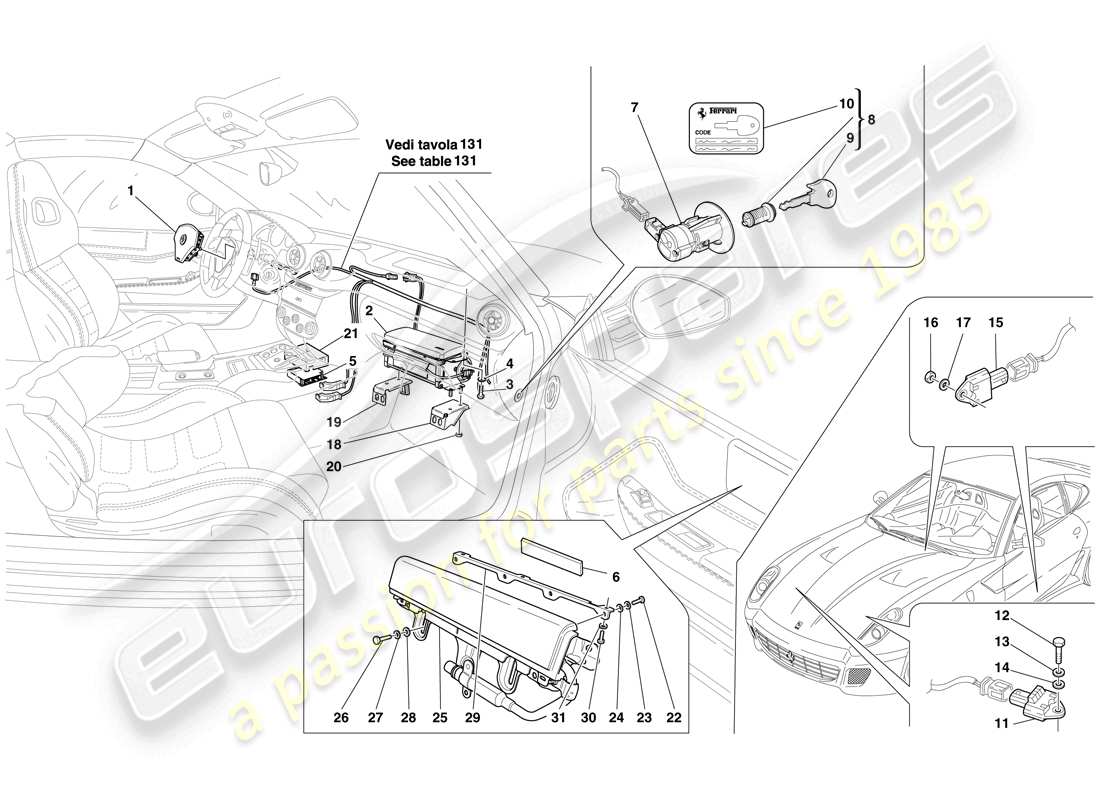 un schéma de pièces du catalogue de pièces Ferrari 599 GTB Fiorano (Europe)