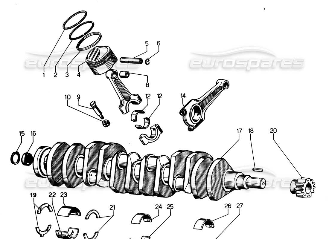 un schéma de pièces du catalogue de pièces Lamborghini Espada