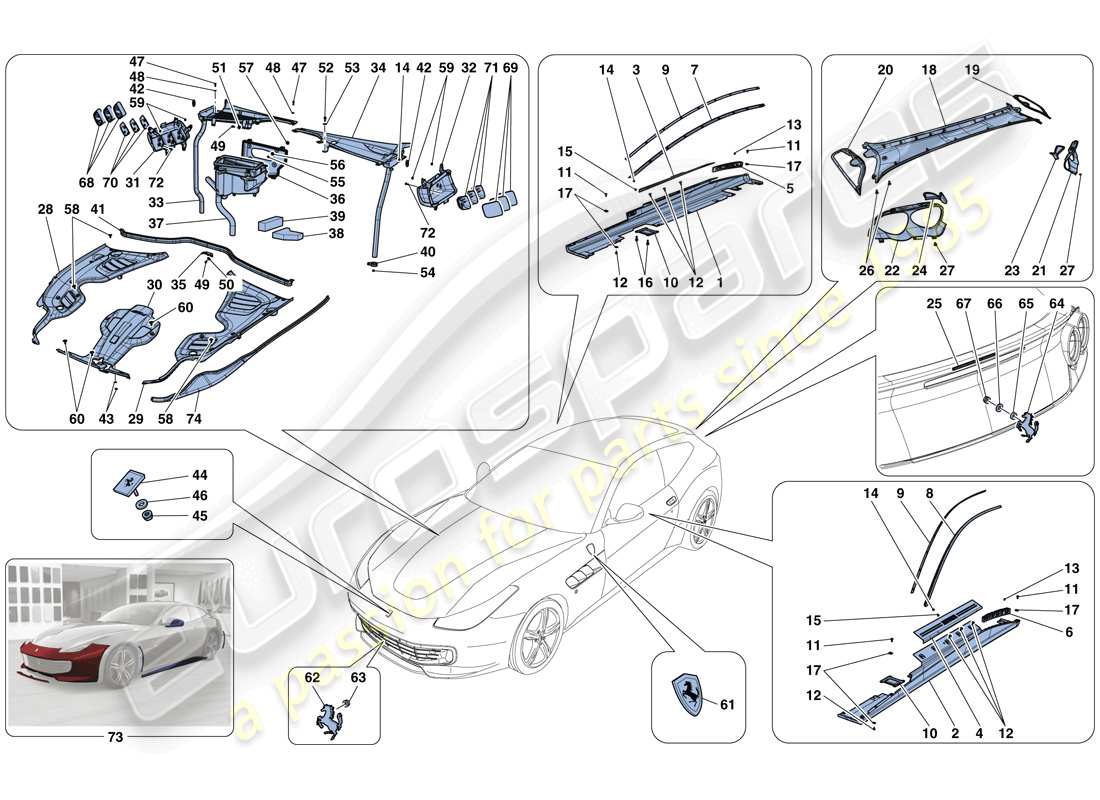 un schéma de pièces du catalogue de pièces ferrari gtc4 lusso (europe)