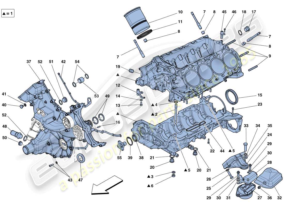 un schéma de pièces du catalogue de pièces ferrari 458 italia (usa)