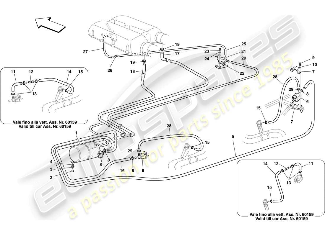 un schéma de pièces du catalogue de pièces ferrari f430 coupe (europe)