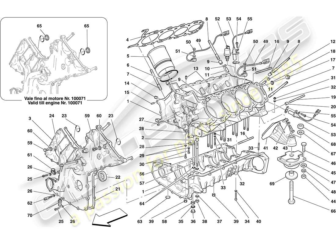 un schéma de pièces du catalogue de pièces Ferrari F430 Coupé (RHD)