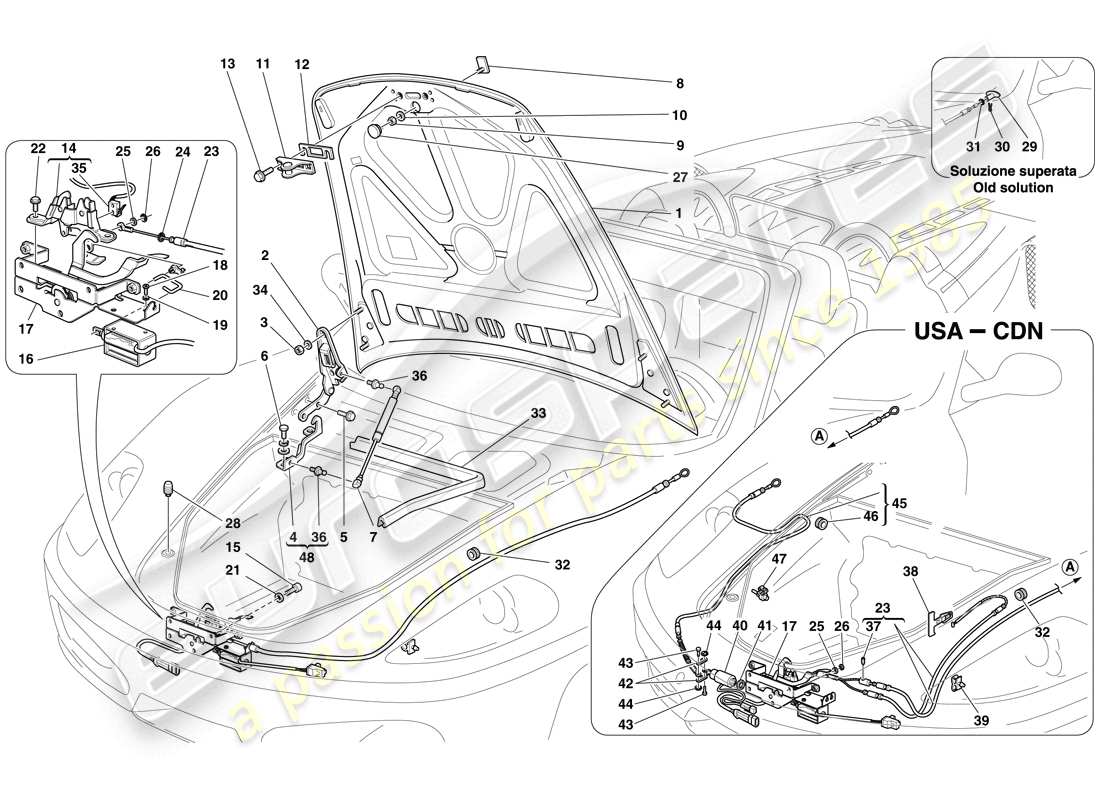 un schéma de pièces du catalogue de pièces ferrari f430 spider (usa)