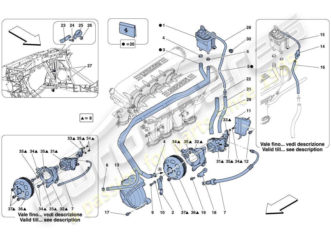 un schéma de pièces du catalogue de pièces ferrari 458 italia (rhd)
