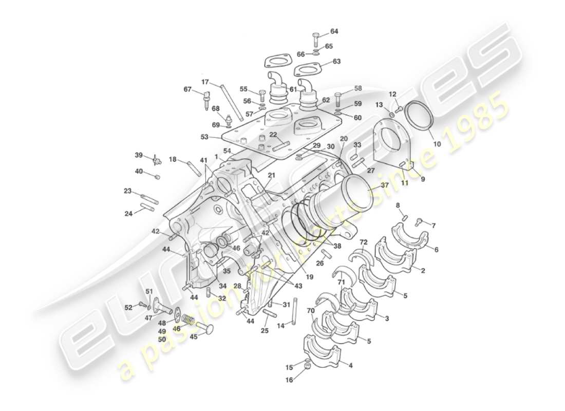 un schéma de pièces du catalogue de pièces aston martin v8 virage (1999)