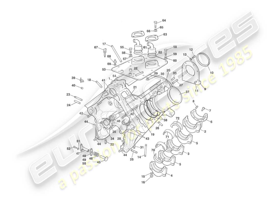un schéma de pièces du catalogue de pièces aston martin v8 virage (2000)