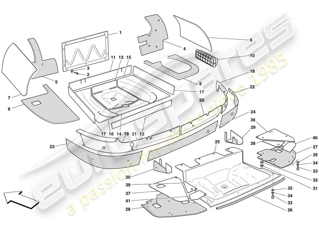 un schéma de pièces du catalogue de pièces Ferrari 599 GTB Fiorano (RHD)