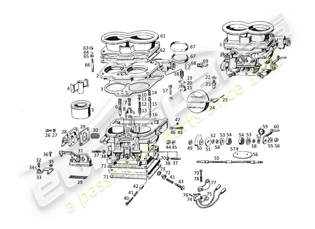 un schéma de pièces du catalogue de pièces maserati kyalami