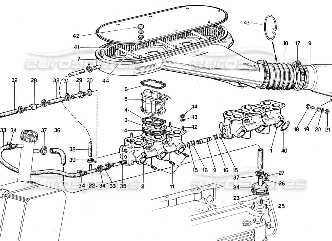 un schéma de pièces du catalogue de pièces ferrari 365 gtb4 daytona (1969)
