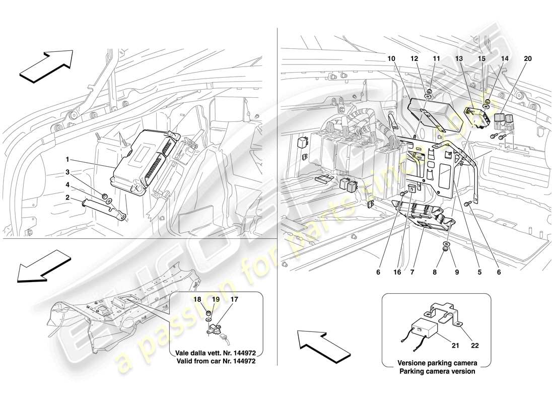 ferrari 612 scaglietti (usa) calculateurs de coffre à bagages schéma des pièces