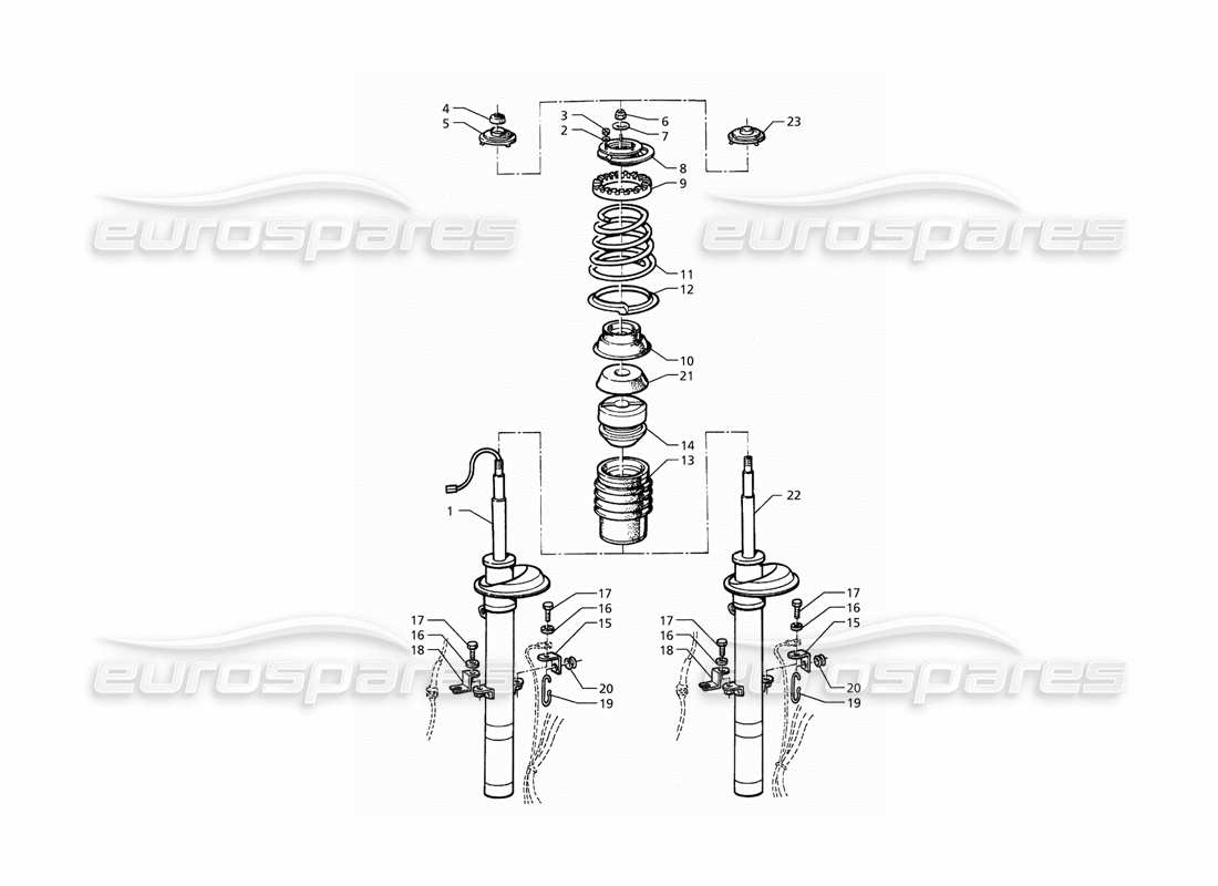 maserati qtp. 3.2 v8 (1999) schéma des pièces de l'amortisseur avant (après modification)