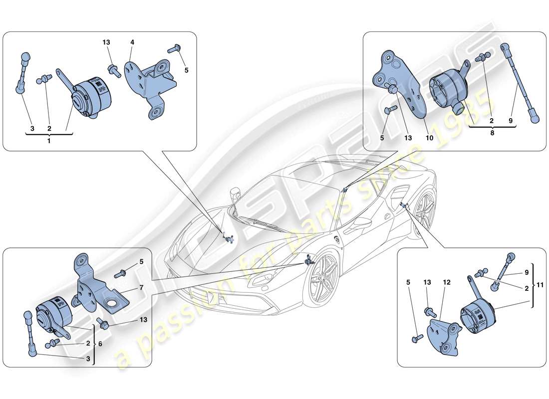 ferrari 488 gtb (rhd) gestion électronique (suspension) schéma des pièces