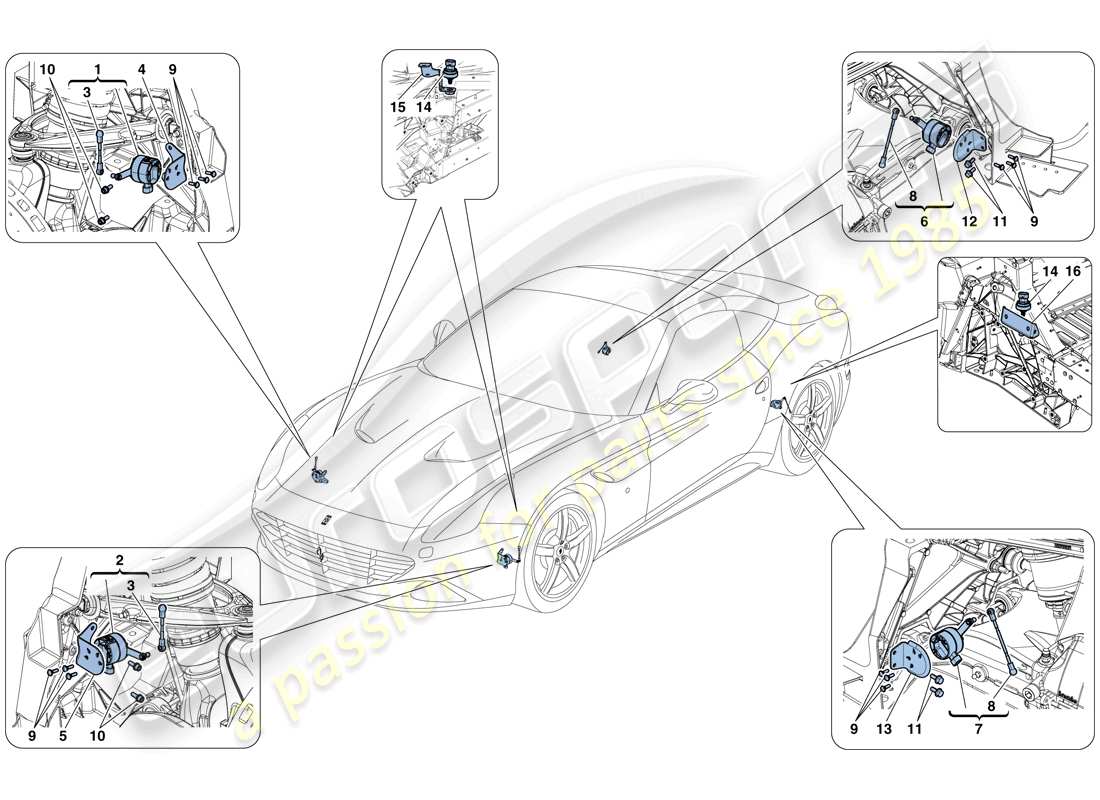 ferrari california t (europe) gestion électronique (suspension) schéma des pièces