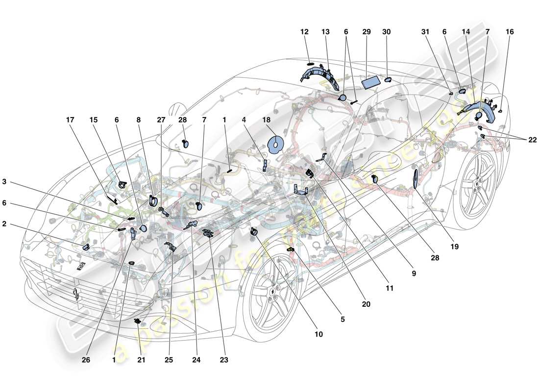 ferrari california t (europe) diverses fixations pour le système électrique schéma des pièces
