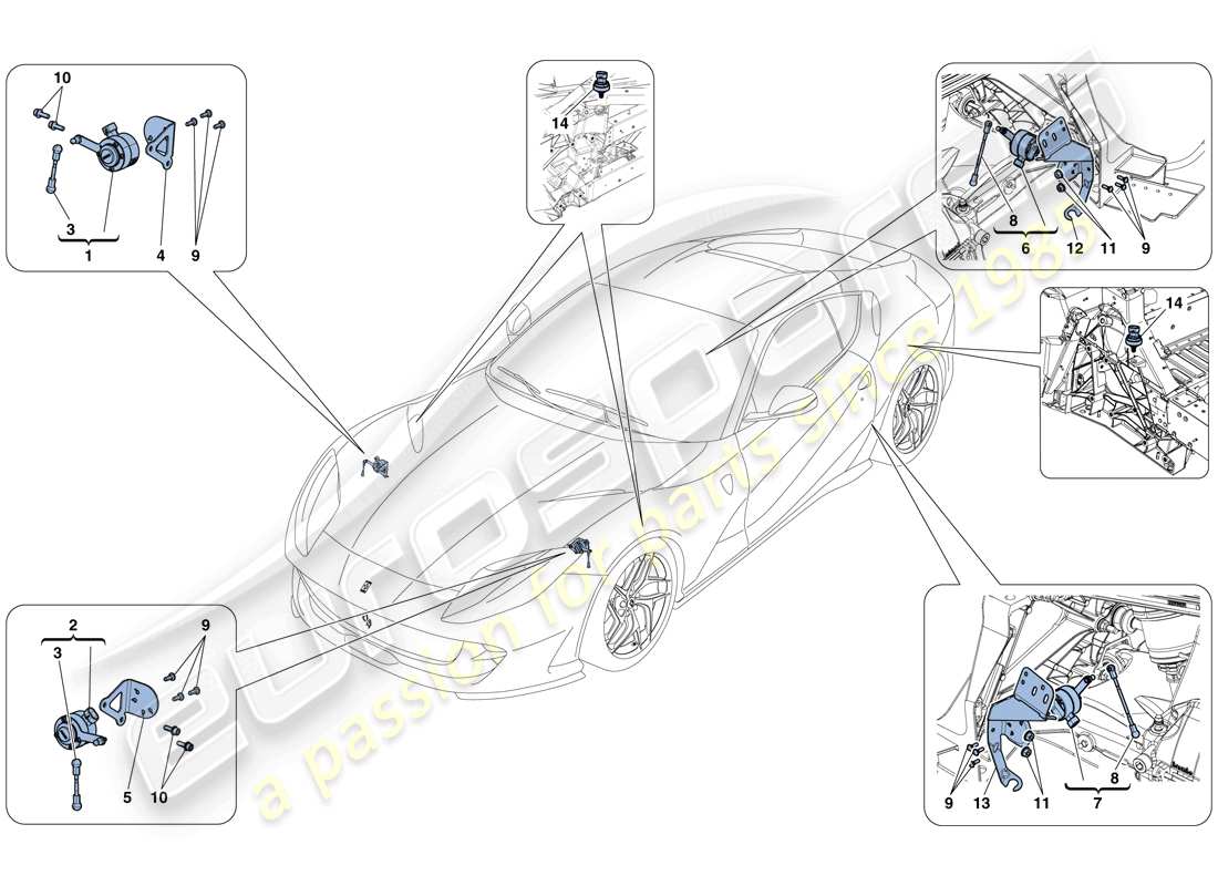 ferrari 812 superfast (rhd) gestion électronique (suspension) schéma des pièces