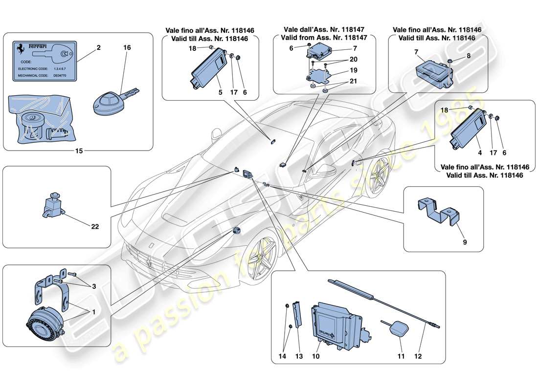 ferrari f12 berlinetta (europe) système antivol schéma des pièces