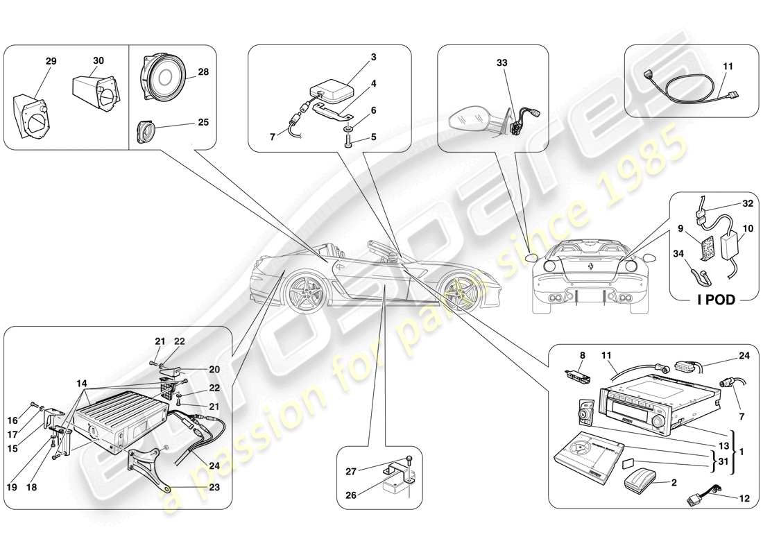 ferrari 599 sa aperta (europe) schéma des pièces du système hi-fi