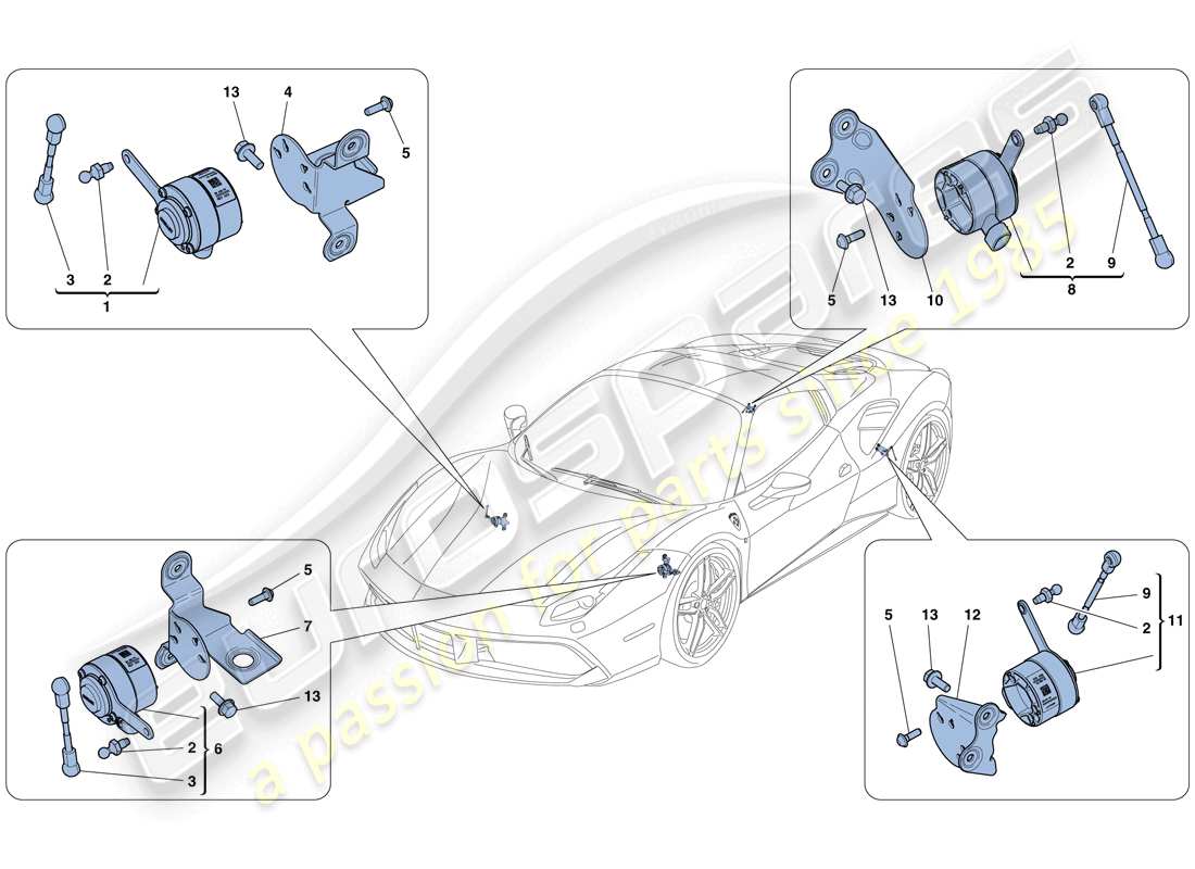 ferrari 488 spider (europe) gestion électronique (suspension) schéma des pièces